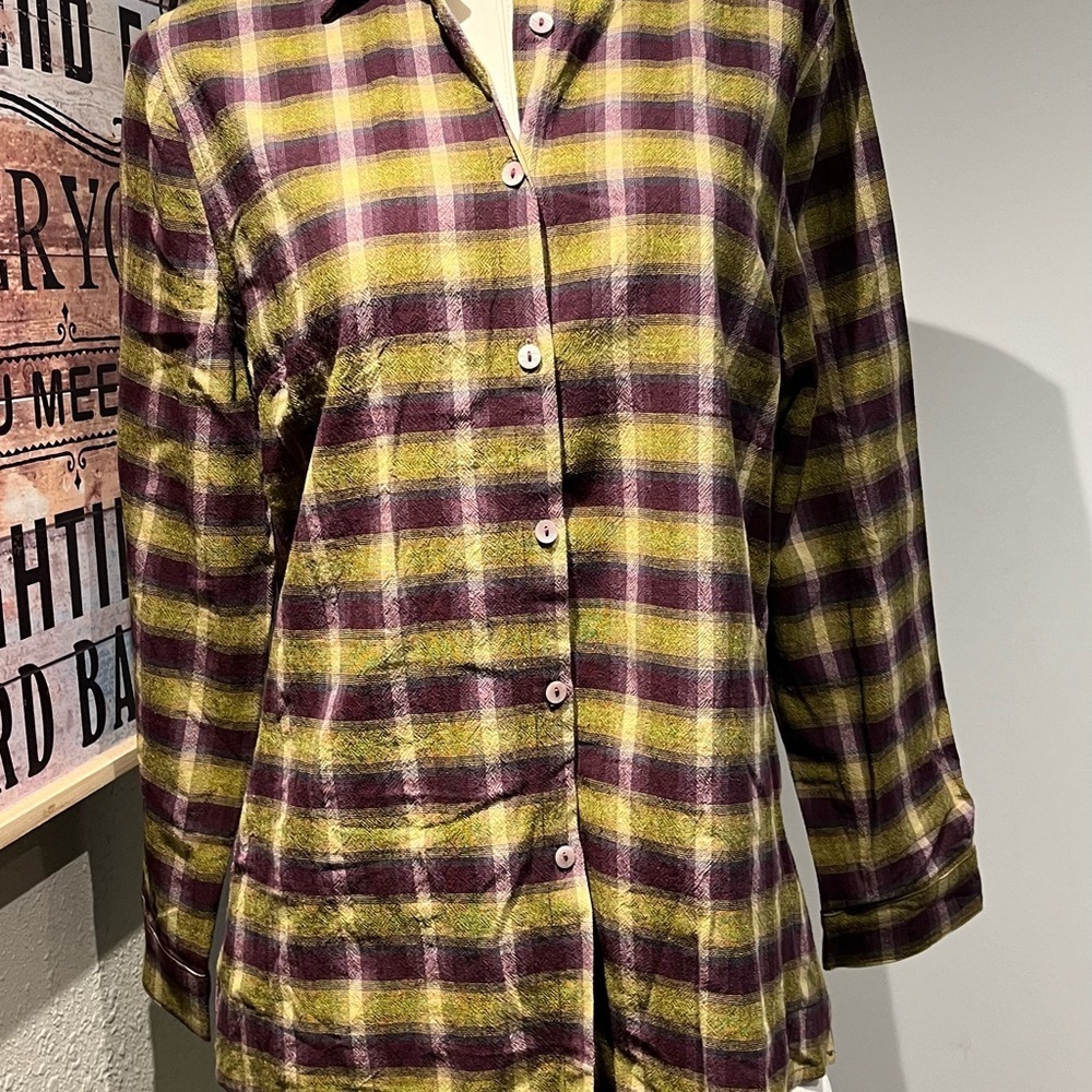 Paparazzi Plaid and Embroidered Velvet Blouse - Picture 14 of 14
